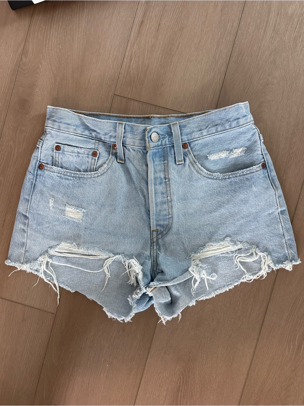 Levi’s Light Wash Distressed Denim Women's Shorts